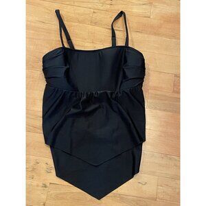 SWIM BY CACIQUE‎ Womens Plus Size 18 Black Tankini Top Layered Look Swimsuit
